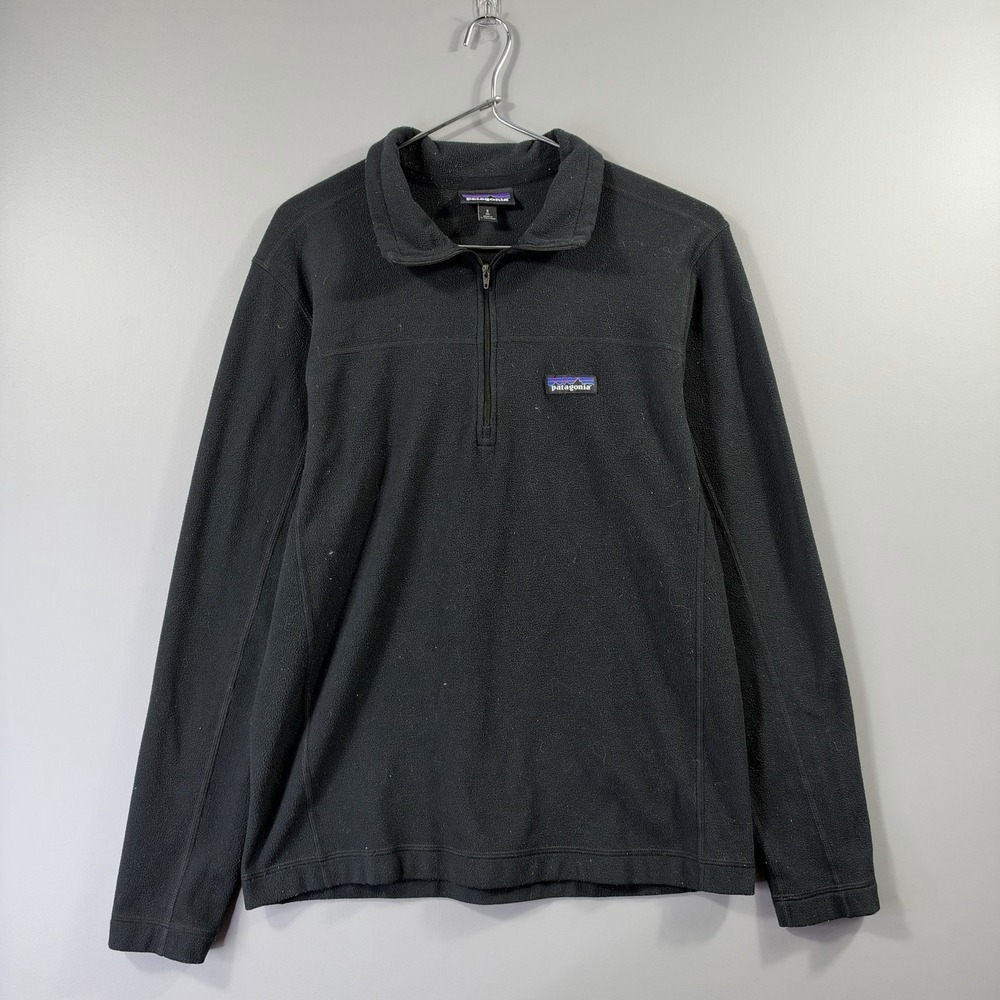 Patagonia Lightweight Fleece Womens Small Black 1/4 Zip Pullover Hiking Outdoor